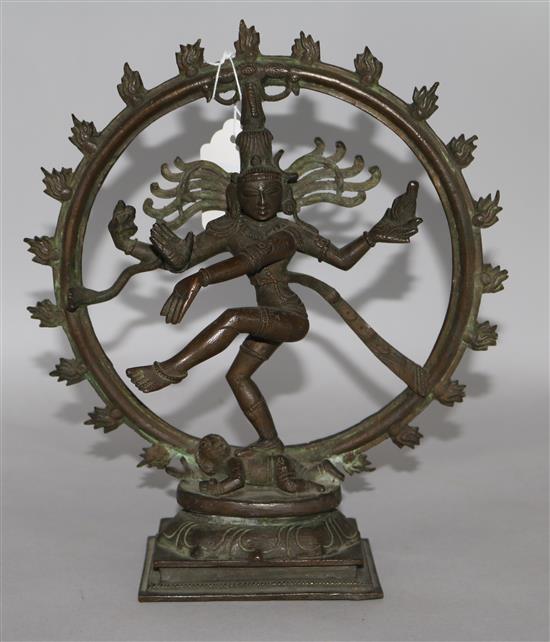 An Indian bronze figure of Shiva, 10in.